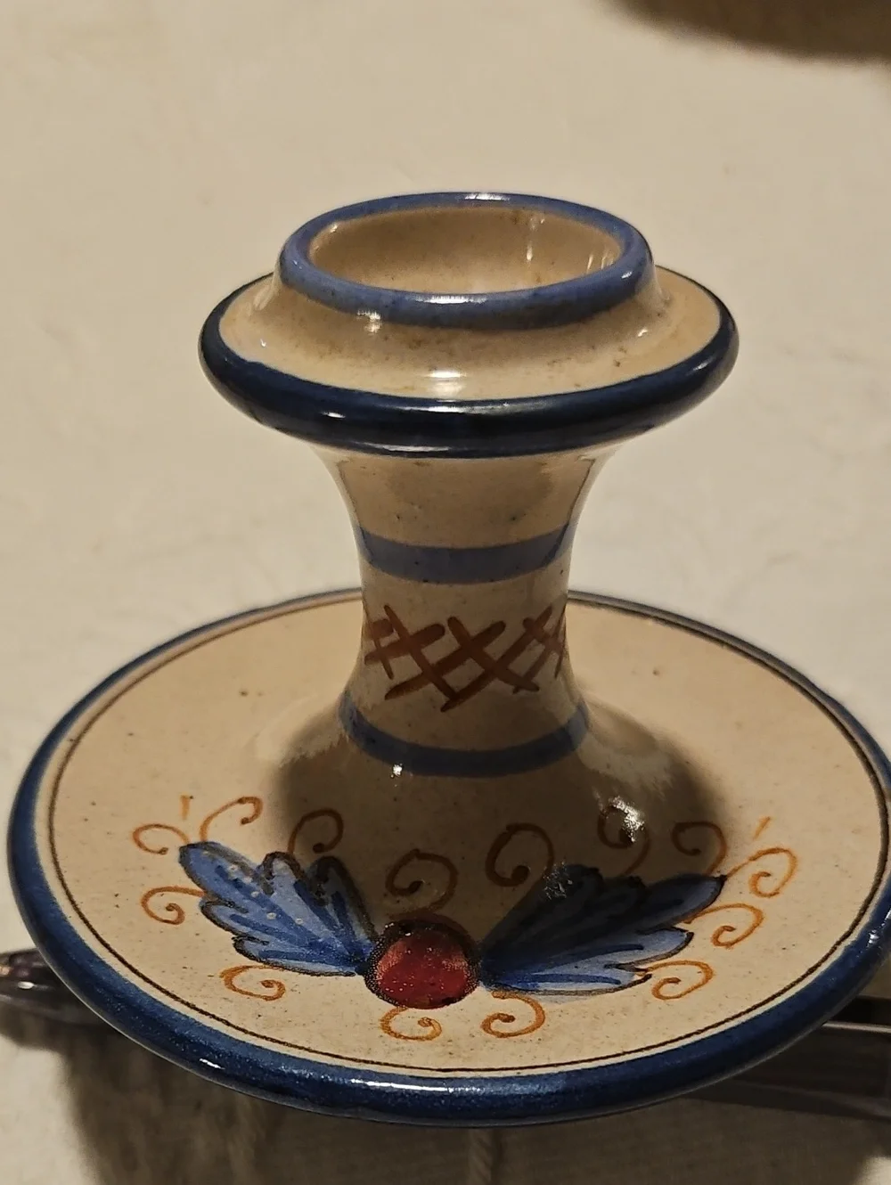 VINTAGE C.A. POSITANO POTTERY CANDLE HOLDER MADE IN ITALY HANDPAINTED